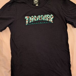 35# Thrasher Skateboard Magazine Shirt Womens Small Black Rose Thorn Graphic